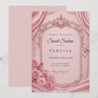 Invitation Luxe Rose Strass Paillettes Sweet 16