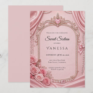 Invitation Luxe Rose Strass Paillettes Sweet 16