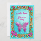 Invitation luxe rose turquoise bijoux en or parties scintilla (Devant)