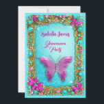 Invitation luxe rose turquoise bijoux en or parties scintilla<br><div class="desc">Invitation vos amis et votre famille pour célébrer votre 15e anniversaire avec ce produit d'invitation sophistiqué et sophistiqué. Le design se décline dans des couleurs luxueuses rose, turquoise et or avec parties scintillant, papillons et bijoux. Cette invitation branchée et élégante est parfaite pour une Quinceanera ou une douce fête de...</div>