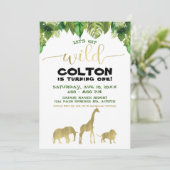 Invitation Luxe Safari Jungle Anniversaire Moderne Wild One (Debout devant)