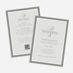 Invitation Luxe Sage Green avec RSVP QR Code   Mariage