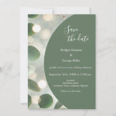 Invitation luxe Sage Green Eucalyptus coffre-fort Mariage dat (Devant)