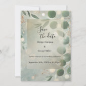 Invitation luxe Sage Green Eucalyptus Mariage coffre-fort dat (Devant)