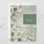 Invitation luxe Sage Green Eucalyptus Mariage coffre-fort dat (Dos)