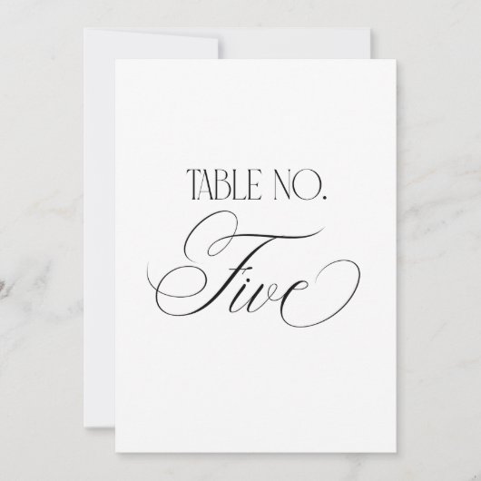 Invitation Luxe Script 5x7 Wedding Table Number Five Sign (Devant)