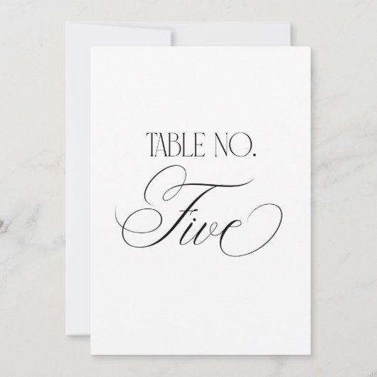 Invitation Luxe Script 5x7 Wedding Table Number Five Sign (Dos)