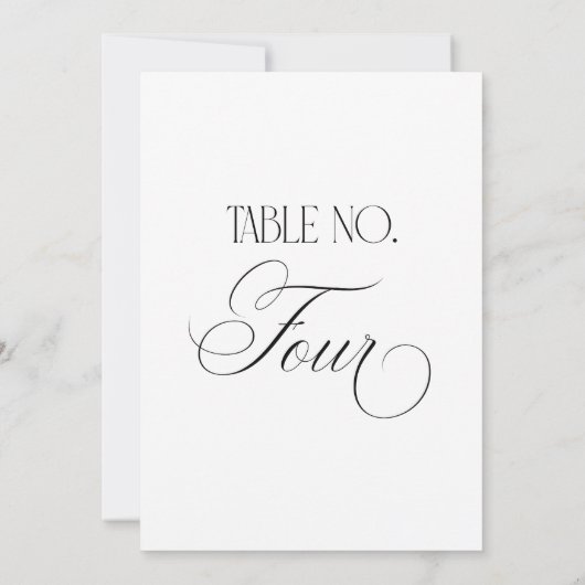 Invitation Luxe Script 5x7 Wedding Table Number Four Sign (Dos)
