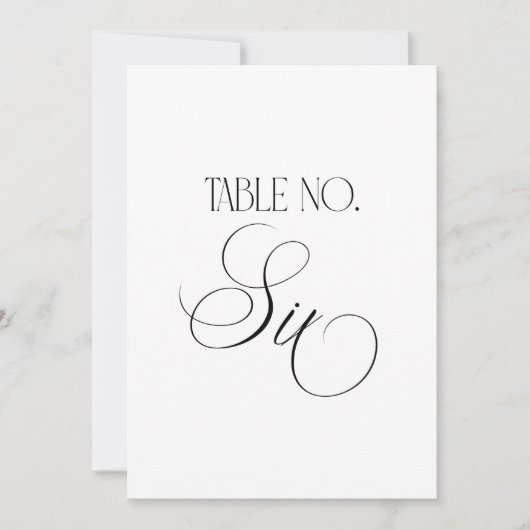 Invitation Luxe Script 5x7 Wedding Table Number Six Sign (Devant)