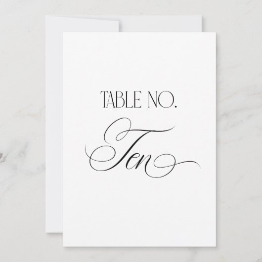 Invitation Luxe Script 5x7 Wedding Table Number Ten Sign (Dos)