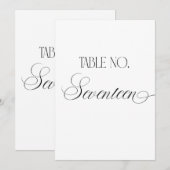 Invitation Luxe Script Wedding Table Number Seventeen Sign (Devant / Derrière)