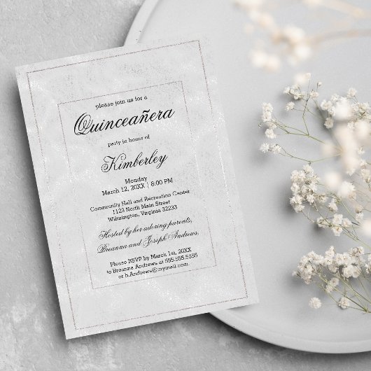 Invitation Luxe Simple Elegant Parties scintillant Argent Qui