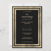 Invitation Luxe simple or noir 50e anniversaire Mariage (Devant)