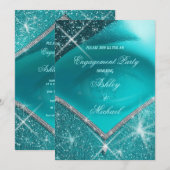 Invitation Luxe sophistiqué turquoise vert EyE tendance (Devant / Derrière)