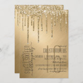 Invitation Luxe Sparkly Gold Parties scintillant Drips Sweet  (Devant / Derrière)