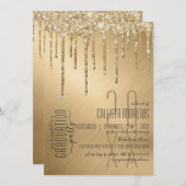 Invitation Luxe Sparkly Gold Parties scintillant Drives Gradu (Devant / Derrière)