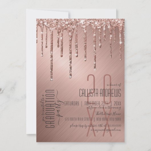 Invitation Luxe Sparkly Rose Gold Parties scintillant Drivers (Devant)