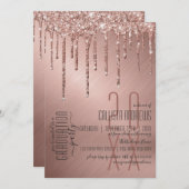 Invitation Luxe Sparkly Rose Gold Parties scintillant Drivers (Devant / Derrière)
