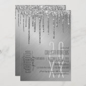 Invitation Luxe Sparkly Silver Parties scintillant Drivers Gr (Devant / Derrière)