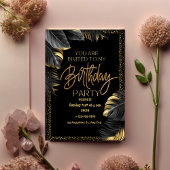 Invitation Luxe Tropical Leaf Bonne fête d'anniversaire
