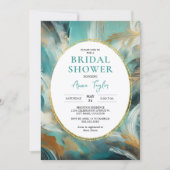 Invitation Luxe Turquoise Gold Brushstroke Bridal Shower (Devant)