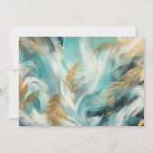 Invitation Luxe Turquoise Gold Brushstrokes Engagement Party (Dos)