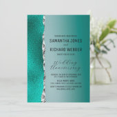 Invitation Luxe Turquoise Turquoise Silver Parties scintillan (Debout devant)