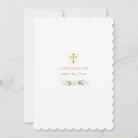 Invitation Luxe Verdure Blanc Floral Fille Confirmation (Dos)