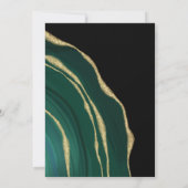 Invitation Luxe vert et or agate foncé mariage (Dos)