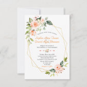 Invitation Luxe Vivant Fleurs de Corail Mariage Or (Devant)