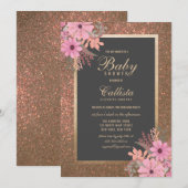 Invitation Luxe Watercolor Blooms : Baby shower moderne (Devant / Derrière)