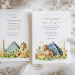 Invitation Luxor Las Vegas Mariage<br><div class="desc">Embarquez pour un voyage inoubliable avec ce faire-part de mariage distinctif, qui présente une aquarelle vibrante représentant l'emblématique Luxor Hotel & Casino de Las Vegas. L'oeuvre capture magnifiquement le majestueux Sphinx, la grande pyramide et l'obélisque signature, le tout dans un ciel doux. Des palmiers verdoyants et des feuillages stylisés jaune...</div>