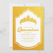 Invitation Luxueuse Crown White et Gold Quinceanera (Devant)