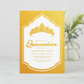 Invitation Luxueuse Crown White et Gold Quinceanera (Debout devant)
