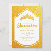 Invitation Luxueuse Golden Quinceanera Party (Devant)