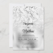 Invitation Luxueuse mariage en marbre gris blanc argenté (Devant)