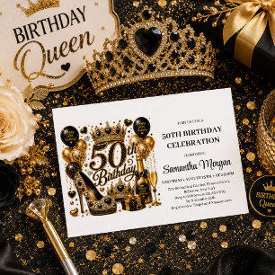 Invitation Luxueuse Noir Paillettes Dorées Cinquan