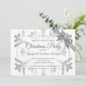 Invitation Luxueuse Parties scintillant Argent Xmas Ribbon de (Debout devant)