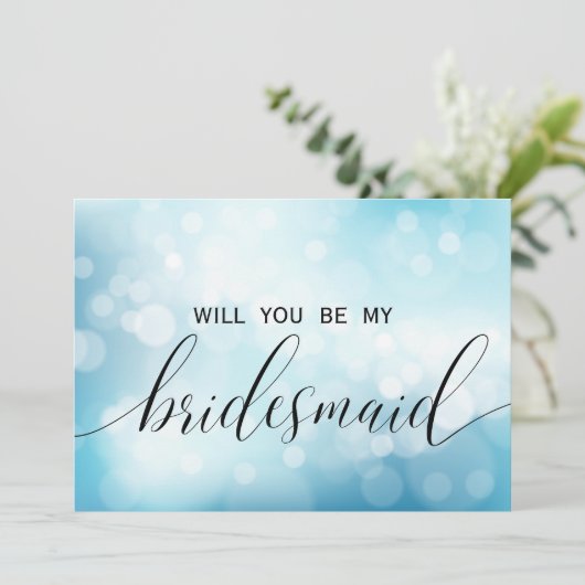 Invitation Luxueuse Parties scintillant Bleue Serez-Vous Ma F (Debout devant)