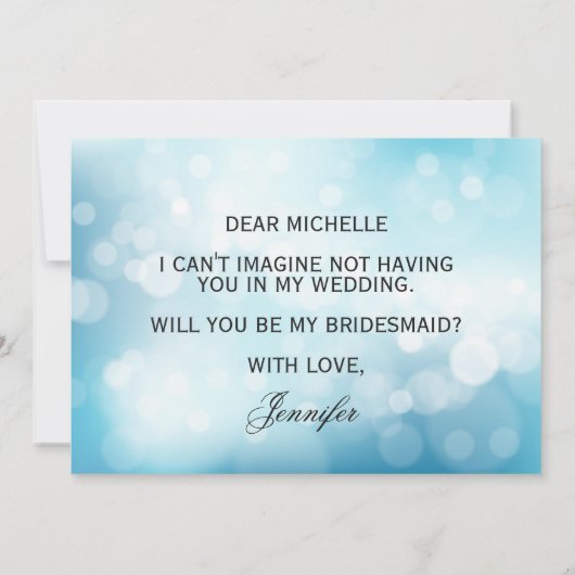 Invitation Luxueuse Parties scintillant Bleue Serez-Vous Ma F (Dos)