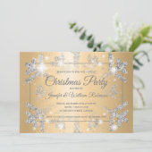 Invitation Luxueuse Parties scintillant d'argent Snow Xmas Ho (Debout devant)