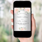 Invitation Luxueux 25e anniversaire de mariage floral rose ar