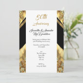 Invitation Luxueux 50e anniversaire de mariage or et noir (Debout devant)