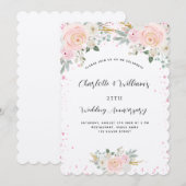 Invitation Luxueux anniversaire de mariage de 25 ans à fleurs (Devant / Derrière)