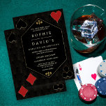 Invitation Luxueux Art Déco Gatsby Casino Vegas Poker Mariage<br><div class="desc">Unique Casino Royale et Great Gatsby conception de carte à thème. Il présente une fleur de lis en faux or vintage, de style art déco, Hollywood, vieux des années 20, jouant à des costumes de cartes. Des termes spéciaux sont utilisés comme dans le jeu de poker. Sur le dos faux...</div>