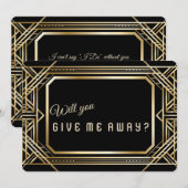 Invitation Luxueux Art Déco Or Grande  M'accompagnerez-vous à (Devant / Derrière)