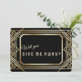 Invitation Luxueux Art Déco Or Grande Me Donnerez-Vous (Debout devant)