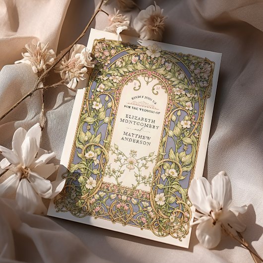 Invitation Luxueux Art Nouveau Floral Mariage