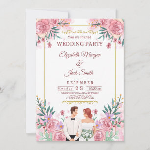 Invitation Luxueux Boho Floral Mariage