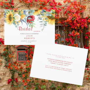 Invitation Luxueux déjeuner de mariage toscan à fleurs rouges